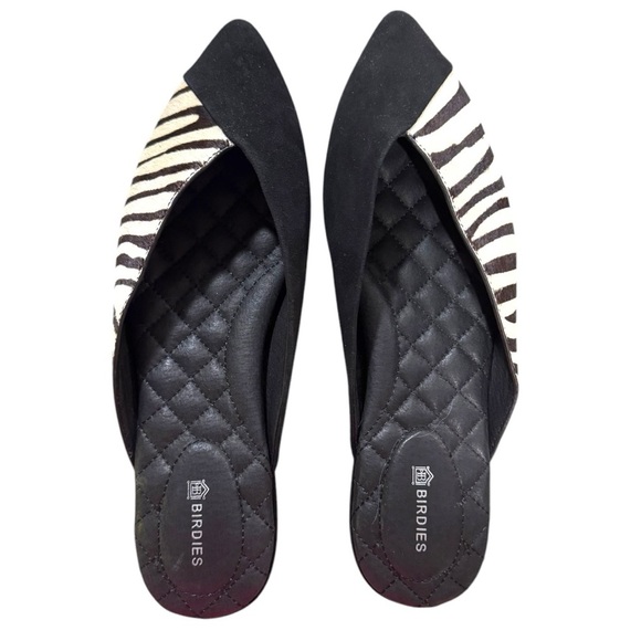 Birdies Swan Slides – Zebra Calf Hair & Suede – Size 7.5 – Excellent Condition - Picture 2 of 6